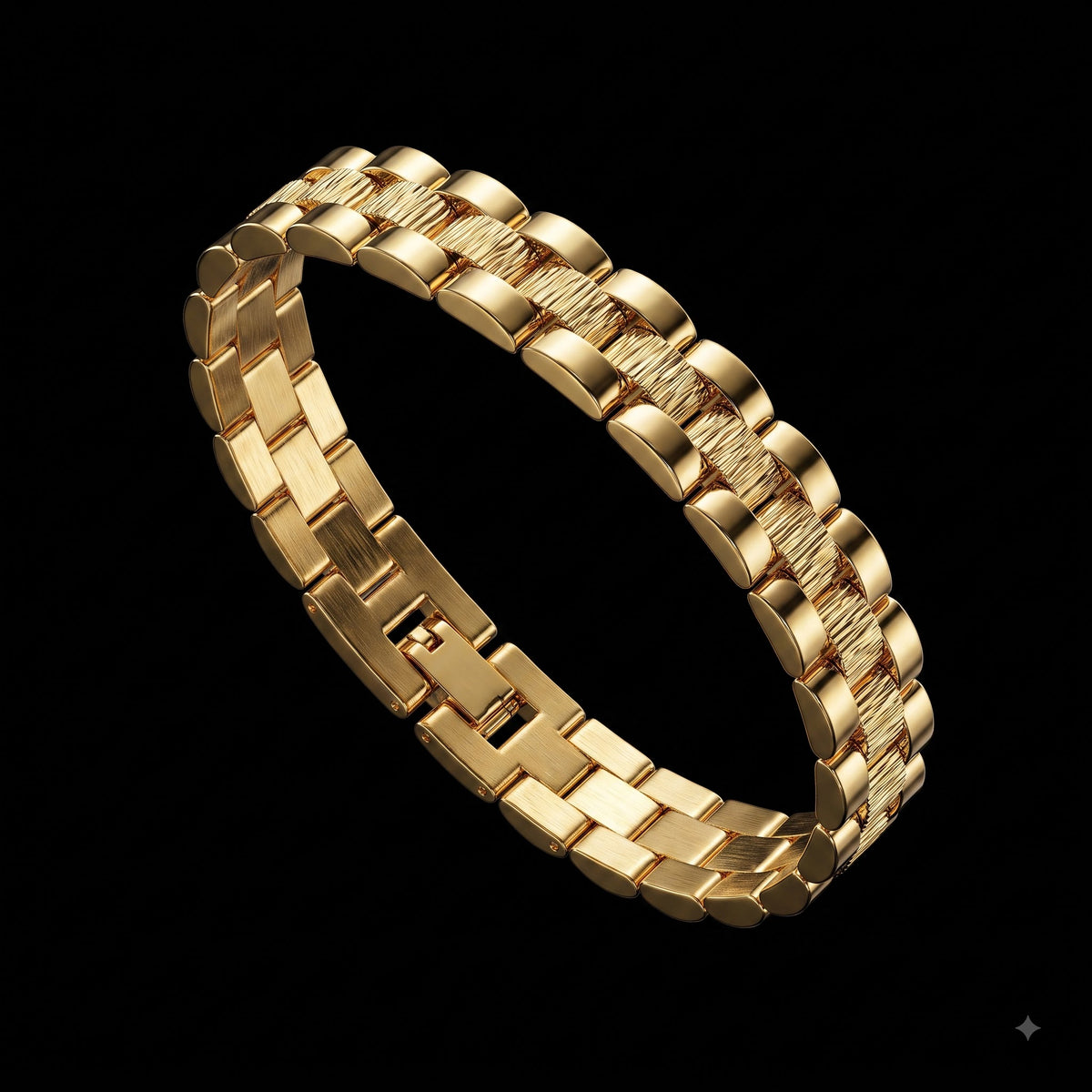 Double Layer Textured Link Bracelet | Length 8.3 inch | Width 12 mm