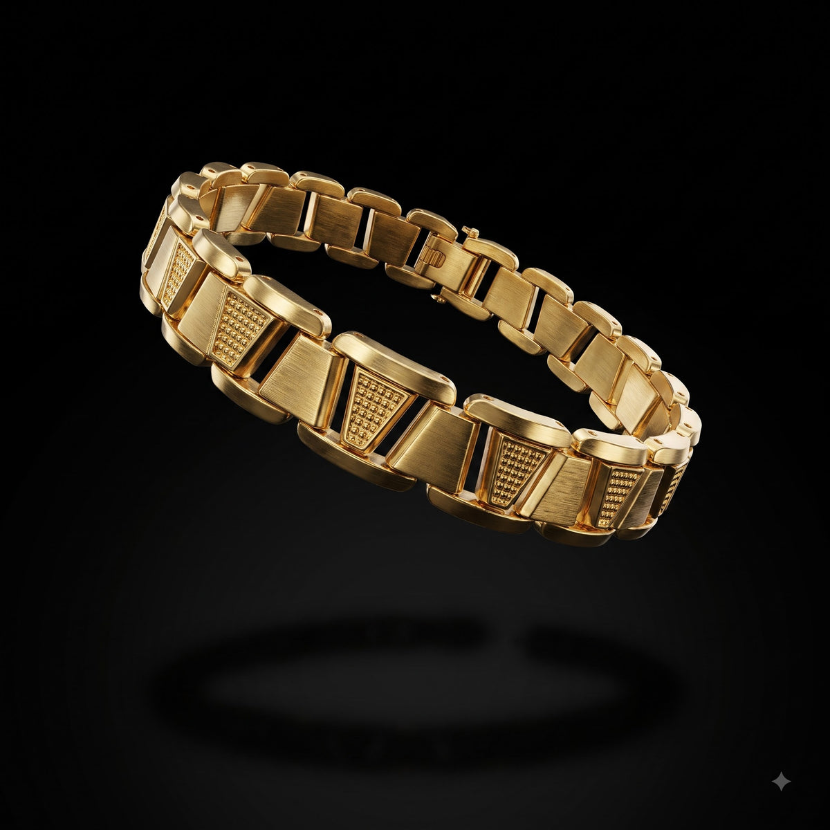 Geometric Textured Link Bracelet | Length 8.3 inch | Width 12 mm