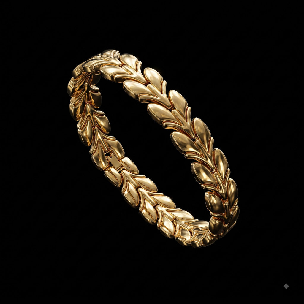Laurel Leaf Wheat Chain Bracelet for men | Length 8.4 inches | Width 12 mm | Weight 40 gram