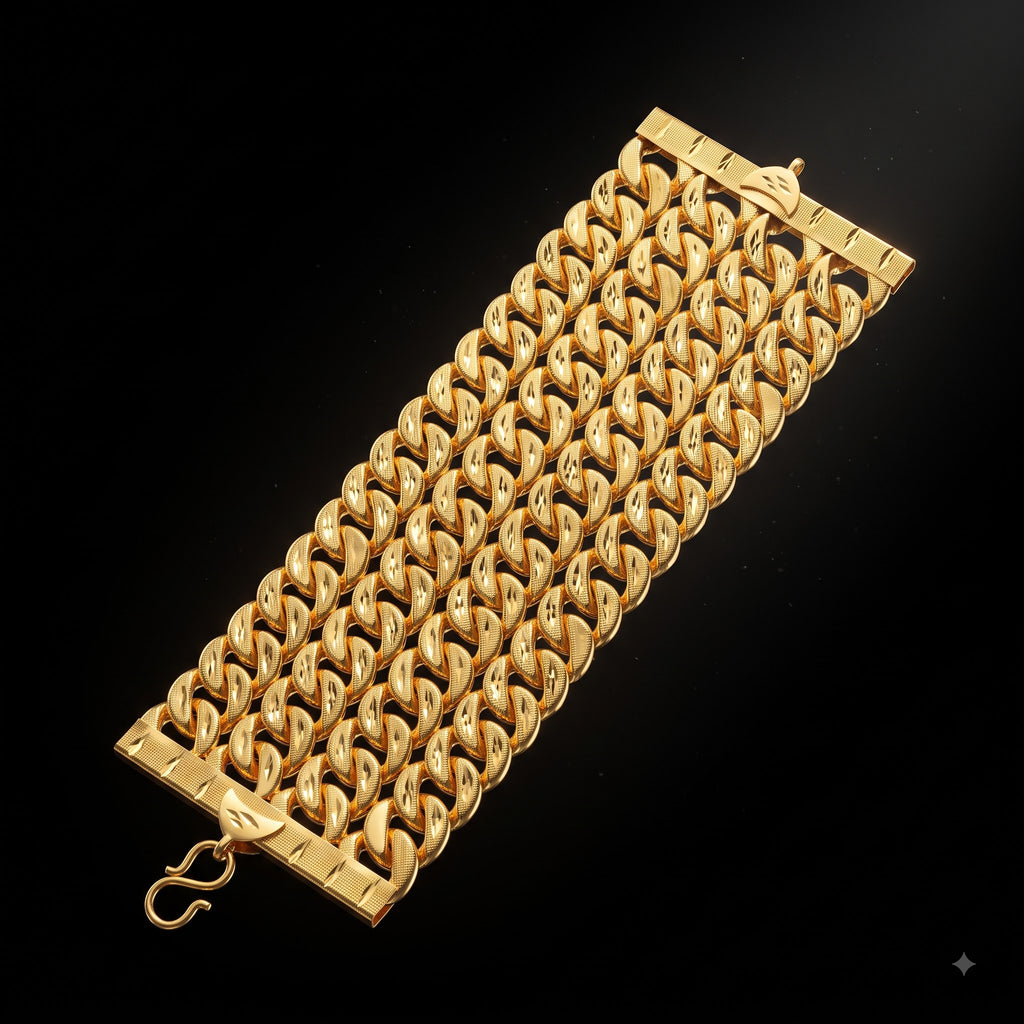 4-Line Diamond-Cut Cuban Link Chain Bracelet | Length 8.5 Inch | Width 7.7 cm | Weight 64 Gram