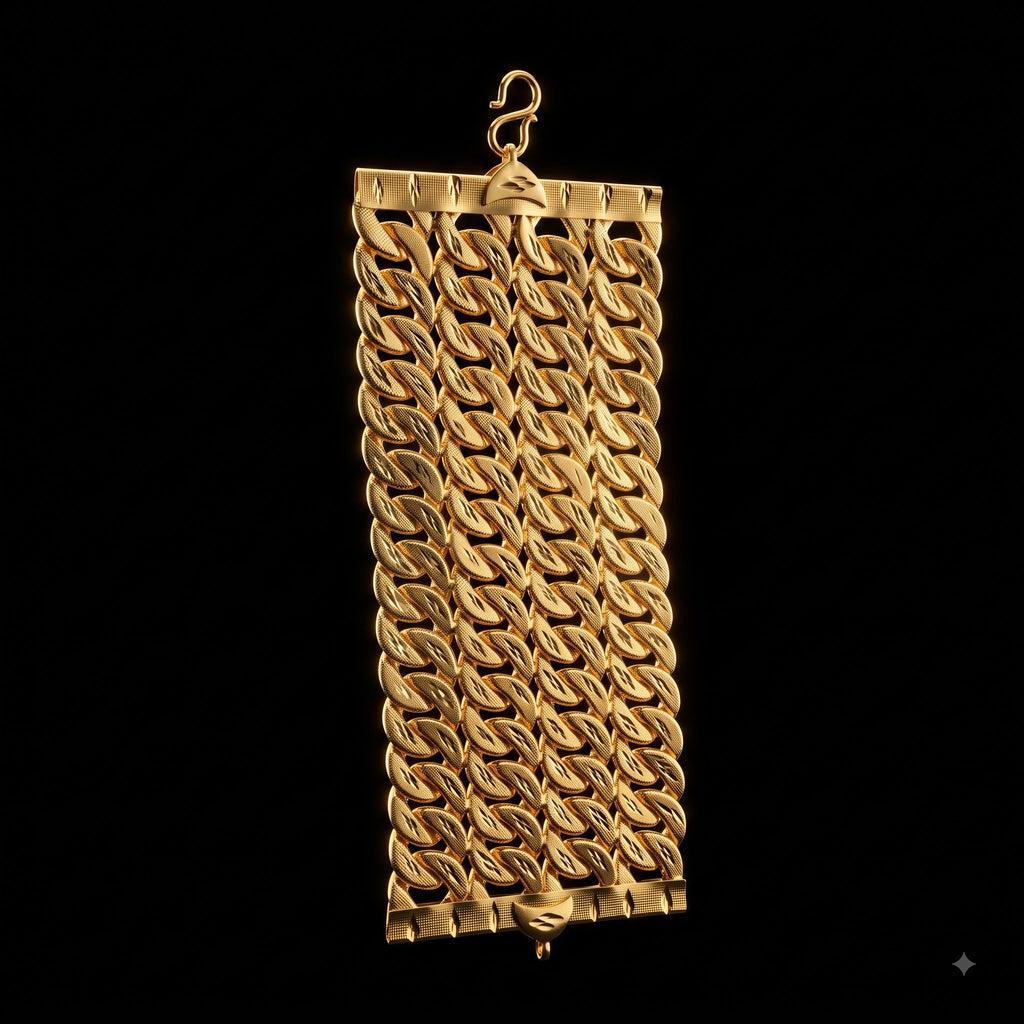 4-Line Diamond-Cut Cuban Link Chain Bracelet | Length 8.5 Inch | Width 7.7 cm | Weight 64 Gram