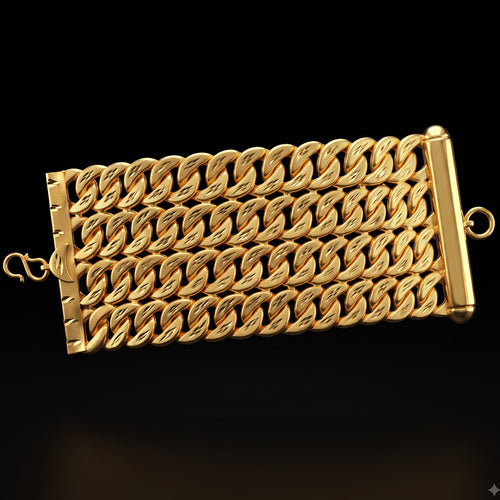 4-Line Diamond-Cut Cuban Link Chain Bracelet | Length 8.5 Inch | Width 7.7 cm | Weight 64 Gram