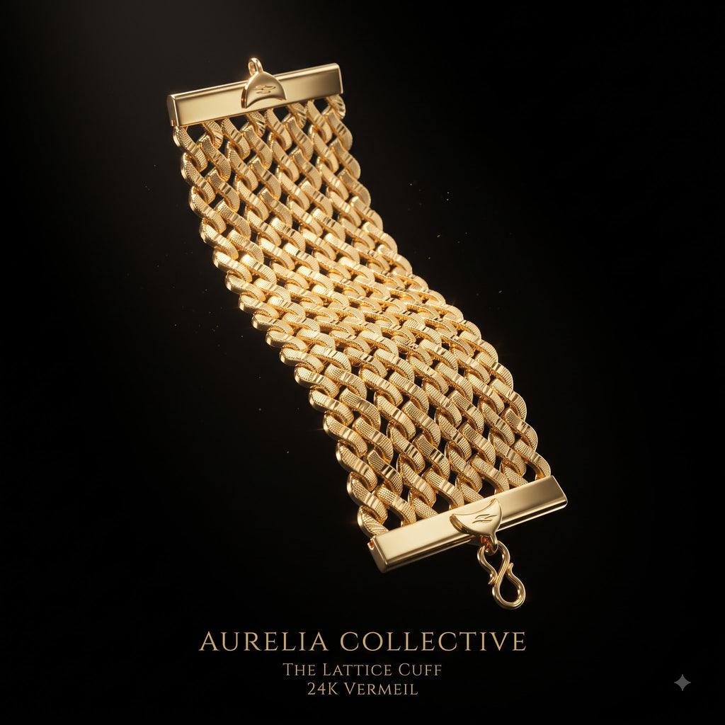 Royal Gold-Plated Wide Mesh Link Cuff Bracelet | Length 8 Inch | Width 6.8 cm | Weight 54 Gram