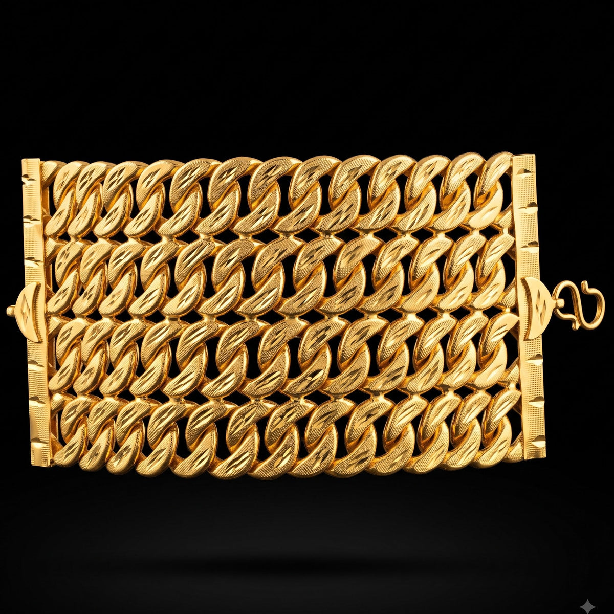 4-Line Diamond-Cut Cuban Link Chain Bracelet | Length 8.5 Inch | Width 7.7 cm | Weight 64 Gram