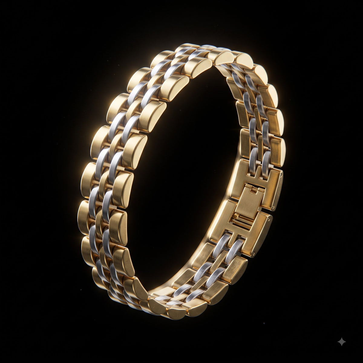 Two-Tone Gold & Silver Link Bracelet for Men | Length 8.5 Inch | Width 12mm | Weight 43 Gram
