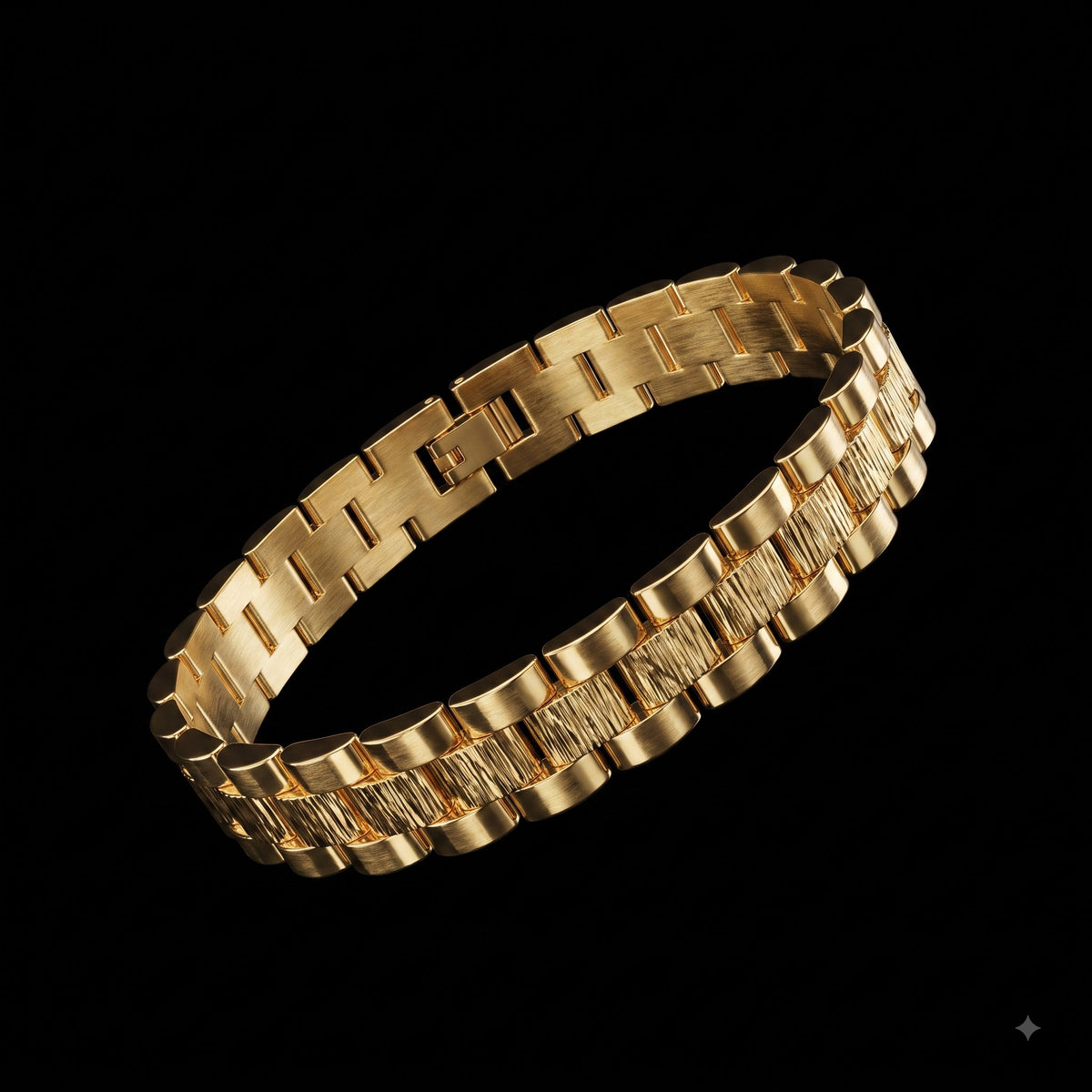 Double Layer Textured Link Bracelet | Length 8.3 inch | Width 12 mm