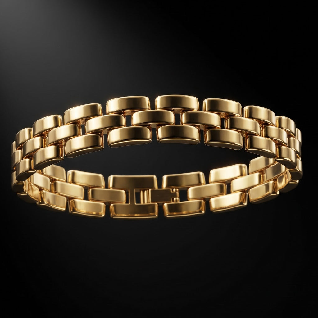 Triple-Layer Link Bracelet  | Length 8 inch | Width 12 mm | Weight 45 gram