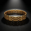 Triple-Layer Gold-Tone Link Bracelet for Men | Length 8.8 inches | Width 14 mm | Weight 45 gram