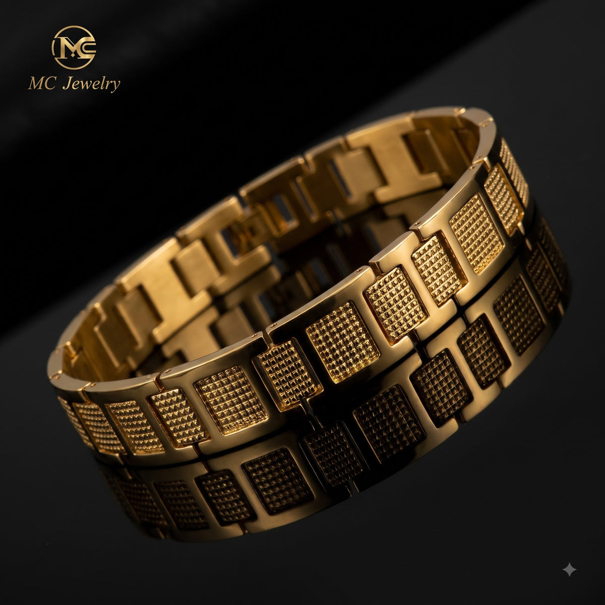 Textured Link Bracelet for Men | Length 8.3 inch | Width 12 mm