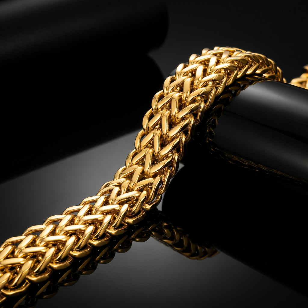 Royal Weave Gold-Tone Bracelet, Length 9 inch | Width 12 mm | Weight 45 gram