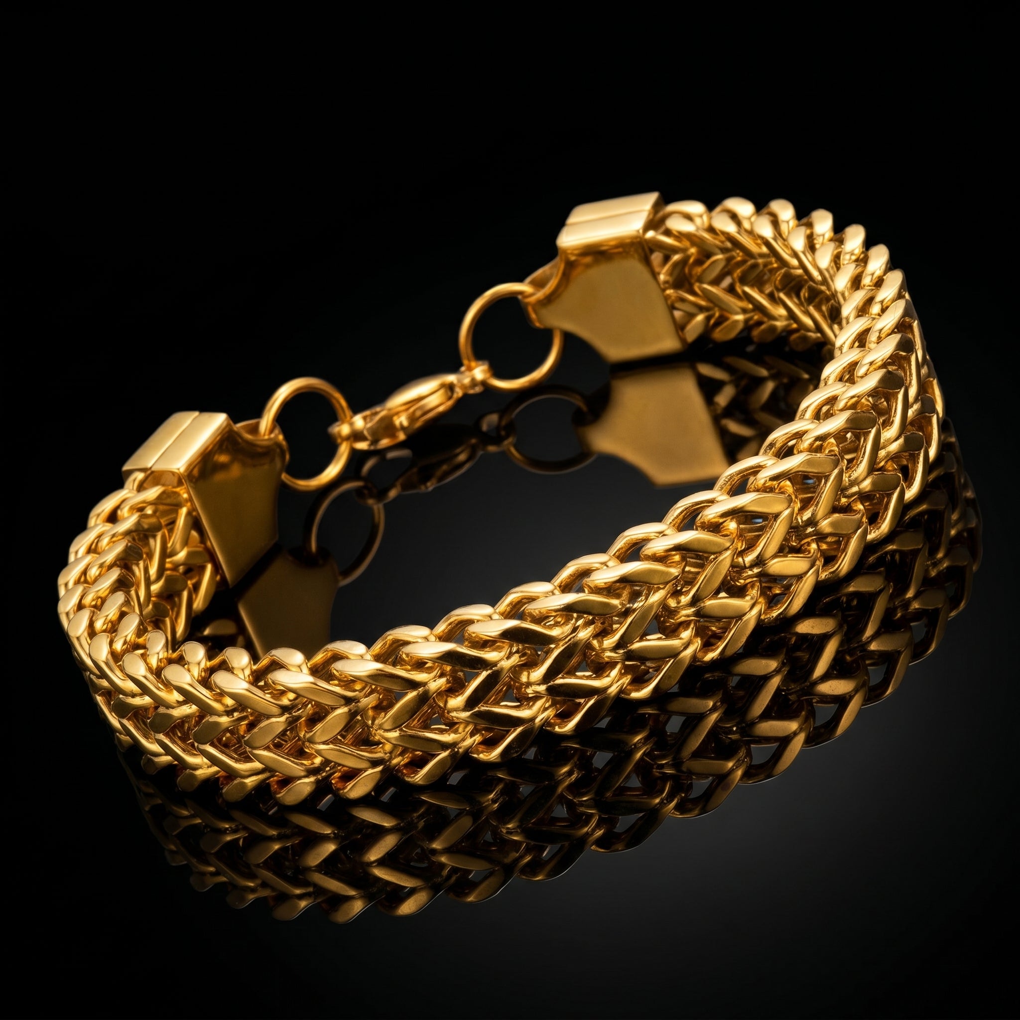 Royal Weave Gold-Tone Bracelet, Length 9 inch | Width 12 mm | Weight 45 gram
