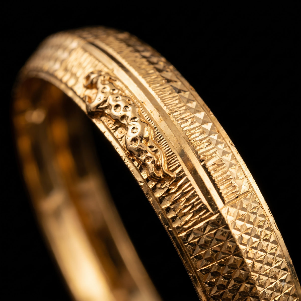 Jaguar Royal Texture Gold tone Kada  | IGB Coating on a Brass base looks 24k Gold