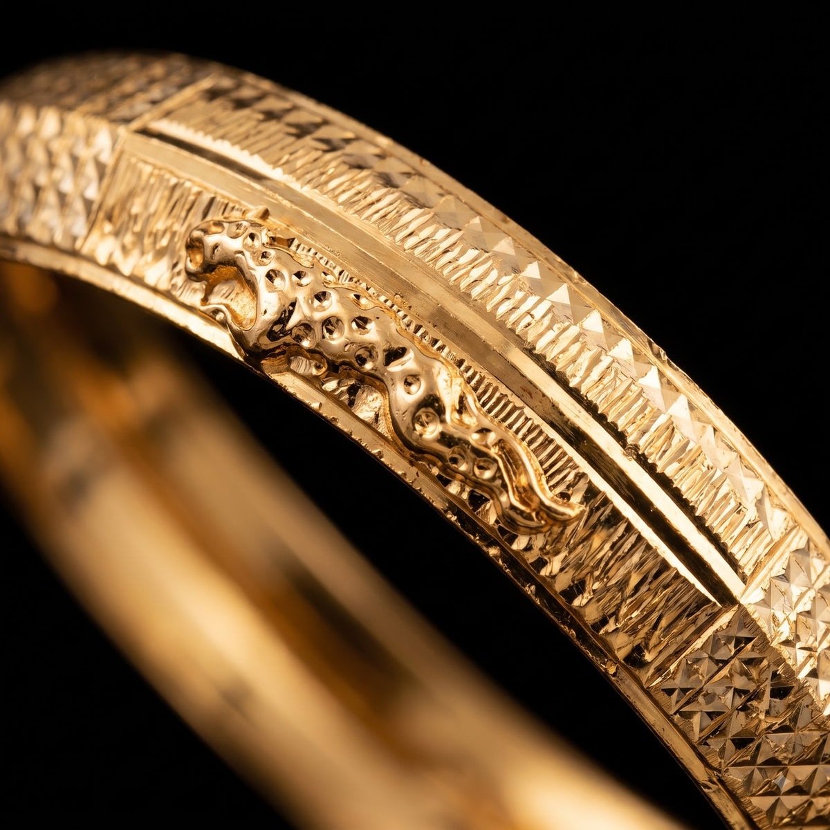 Jaguar Royal Texture Gold tone Kada  | IGB Coating on a Brass base looks 24k Gold