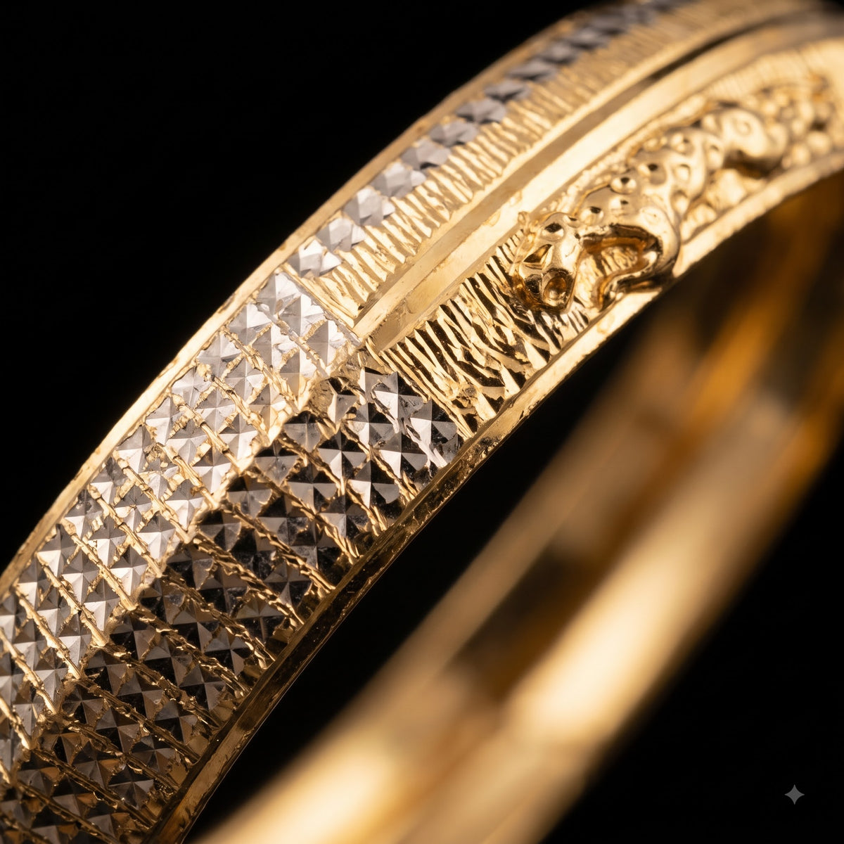 Jaguar Royal Texture Kada | IGB Coating on a Brass base looks 24k Gold