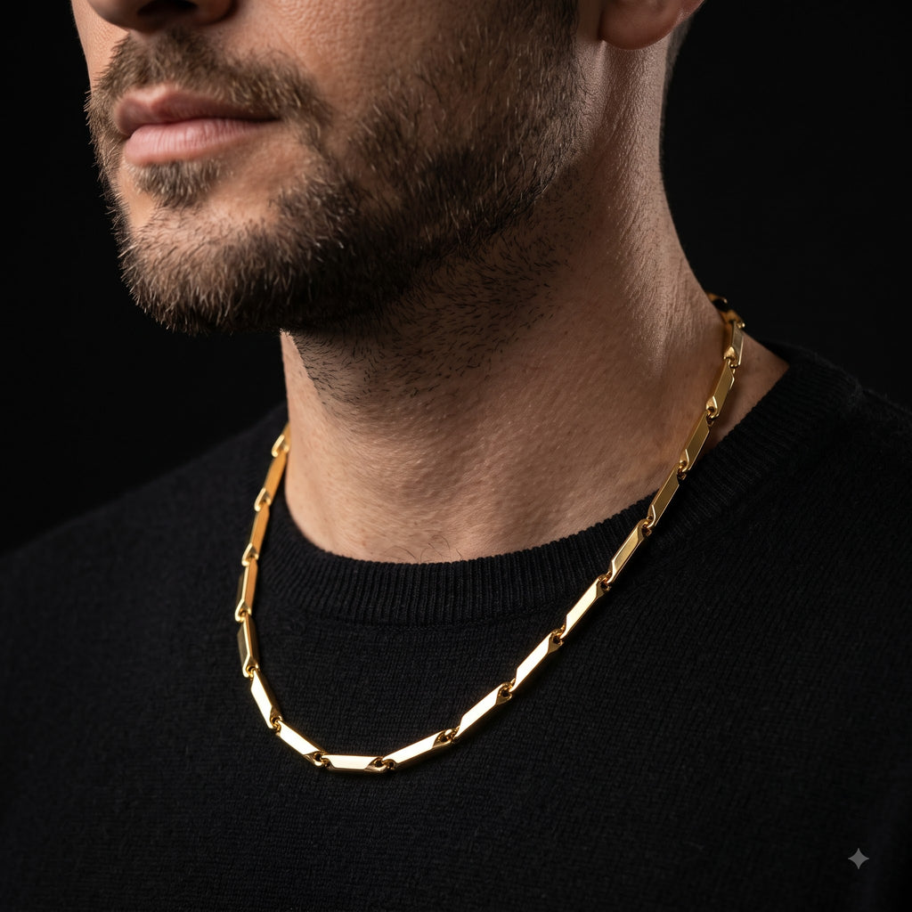 Bar Link Chain for Men | Elegant Rectangular Link Necklace