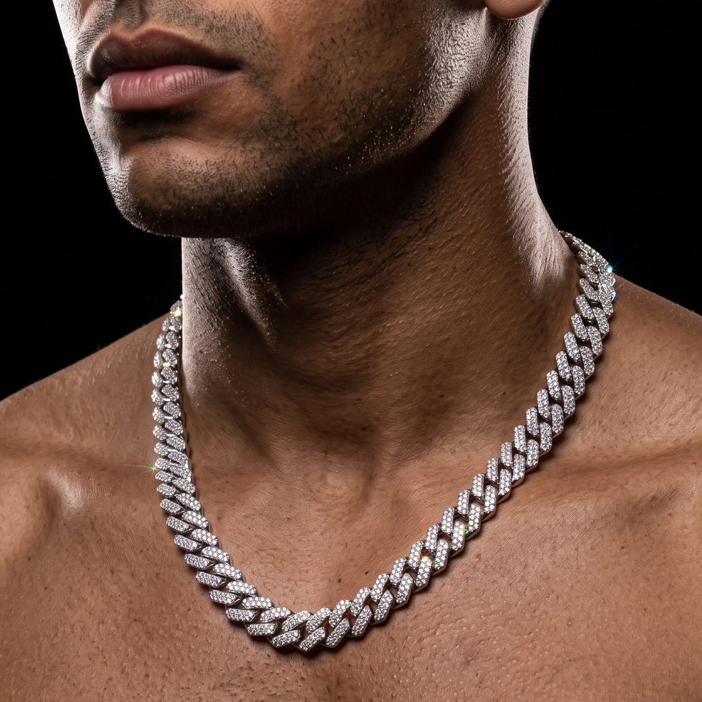 Iced Stone-Studded  Cuban Link Chain for Men | Length 19.6 Inch | Width 13 mm | Weight 73 Gram