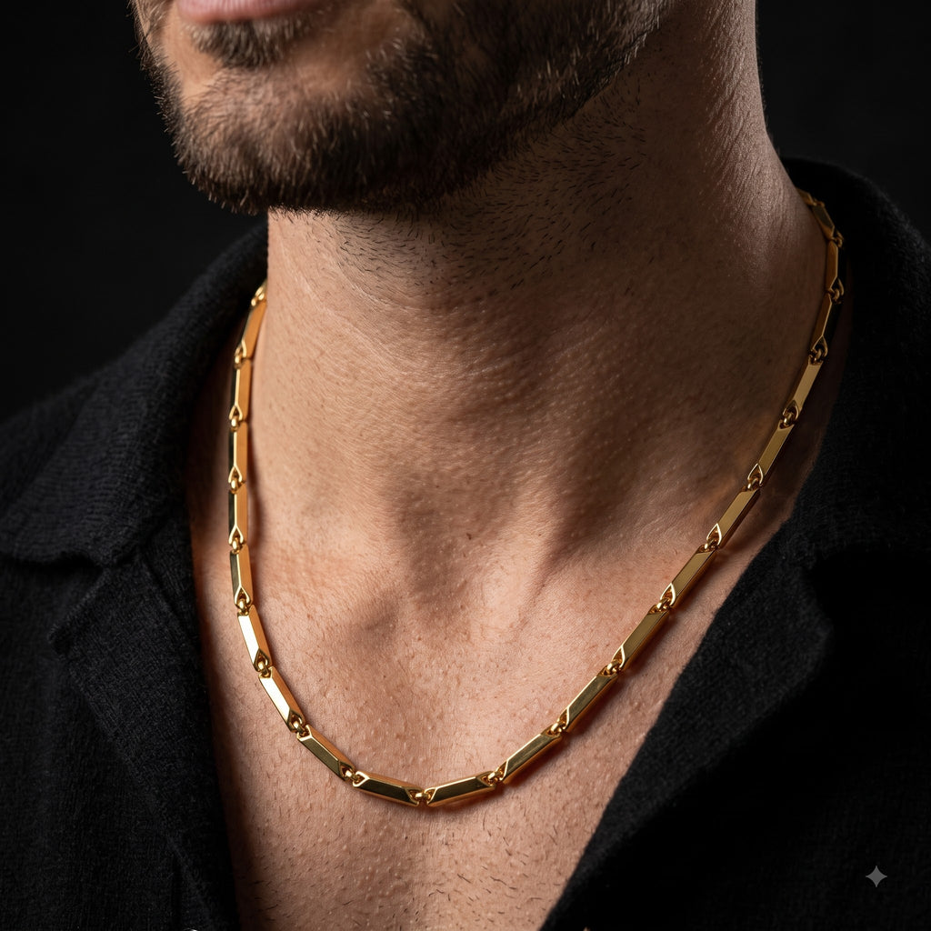 Bar Link Chain for Men | Elegant Rectangular Link Necklace