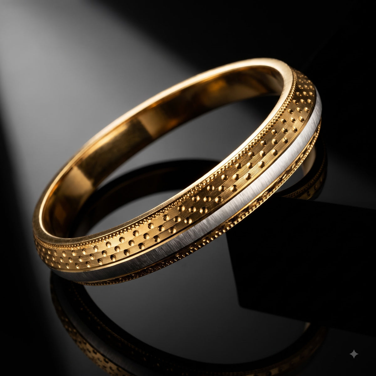 Dual-Tone Dotted Texture Designer Kada for Men