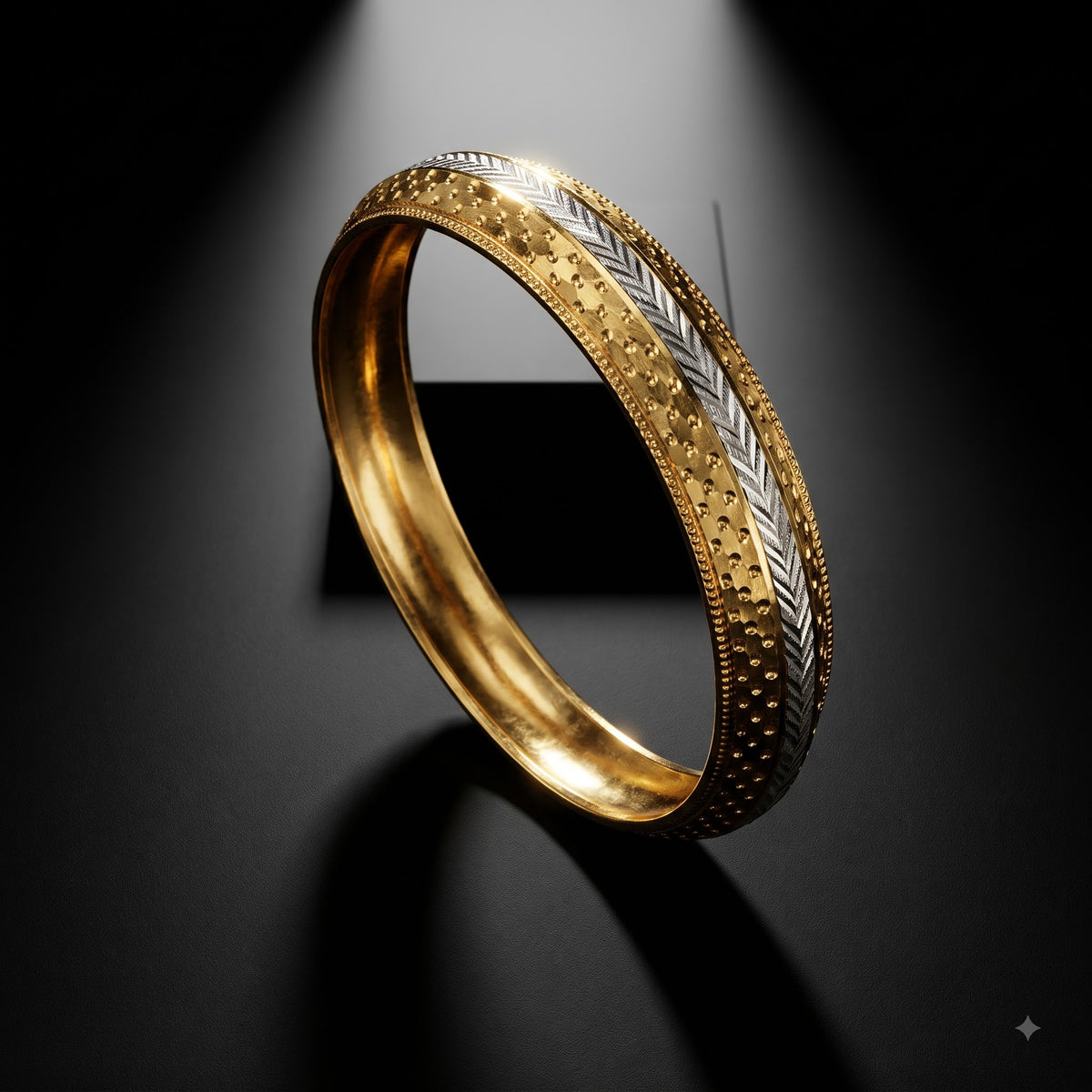 Dual-Tone Dotted Texture Designer Kada for Men