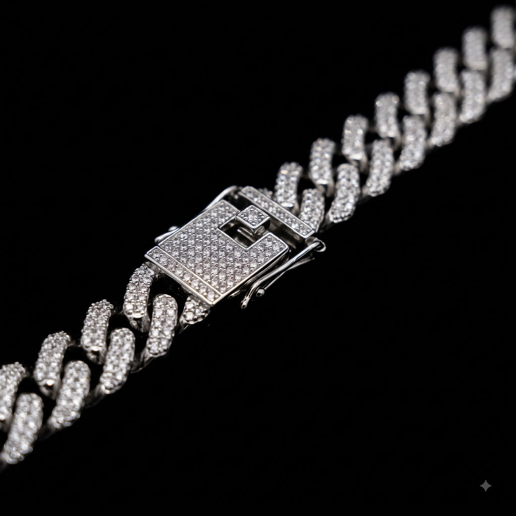 Iced Stone-Studded  Cuban Link Chain for Men | Length 19.6 Inch | Width 13 mm | Weight 73 Gram