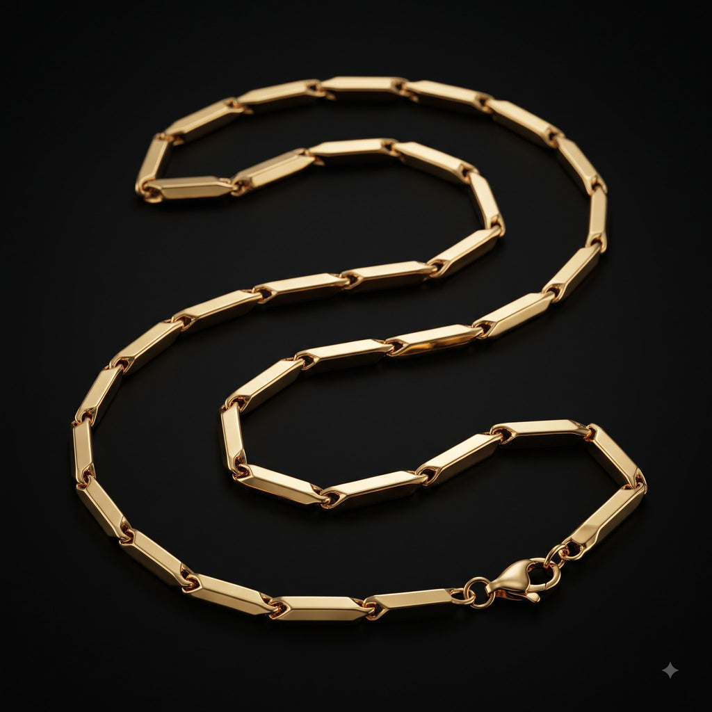 Bar Link Chain for Men | Elegant Rectangular Link Necklace