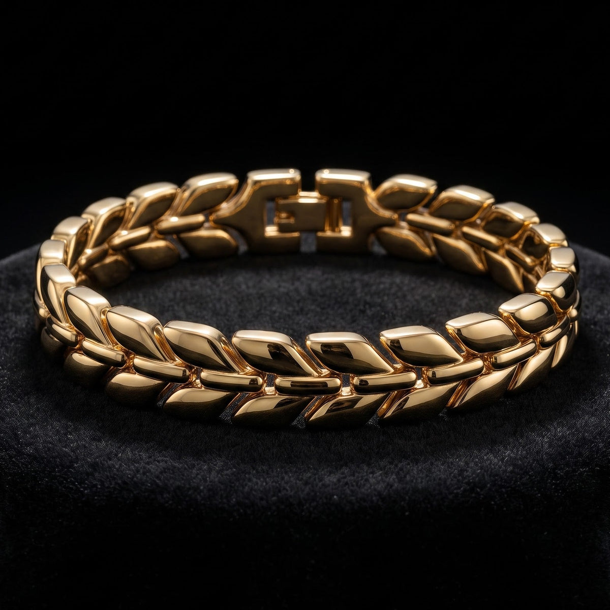 Laurel Leaf Wheat Chain Bracelet for men | Length 8.4 inches | Width 12 mm | Weight 40 gram