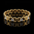 Luxury Gold-Tone with Iced Accent Links Bracelet, Length 8 inch | Width 12 mm | Weight 43 gram