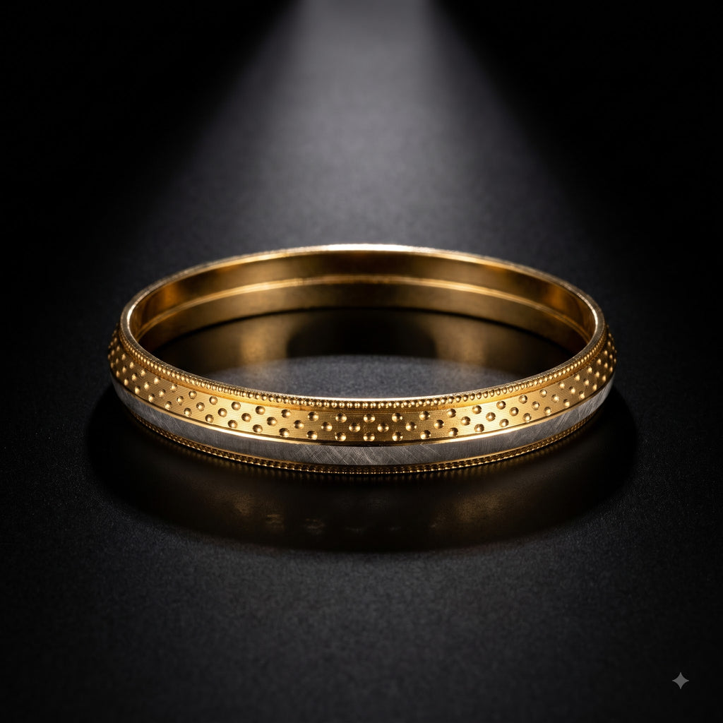 Dual-Tone Dotted Texture Designer Kada for Men
