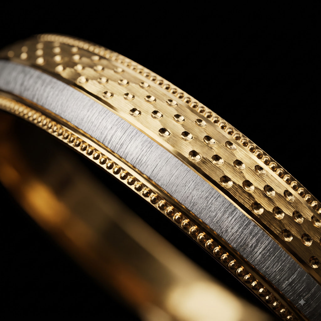 Dual-Tone Dotted Texture Designer Kada for Men
