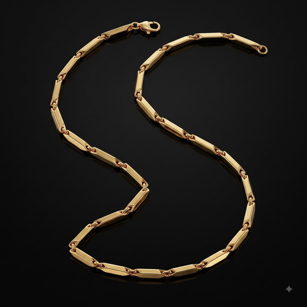 Bar Link Chain for Men | Elegant Rectangular Link Necklace