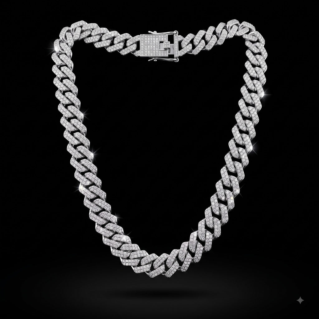 Iced Stone-Studded  Cuban Link Chain for Men | Length 19.6 Inch | Width 13 mm | Weight 73 Gram