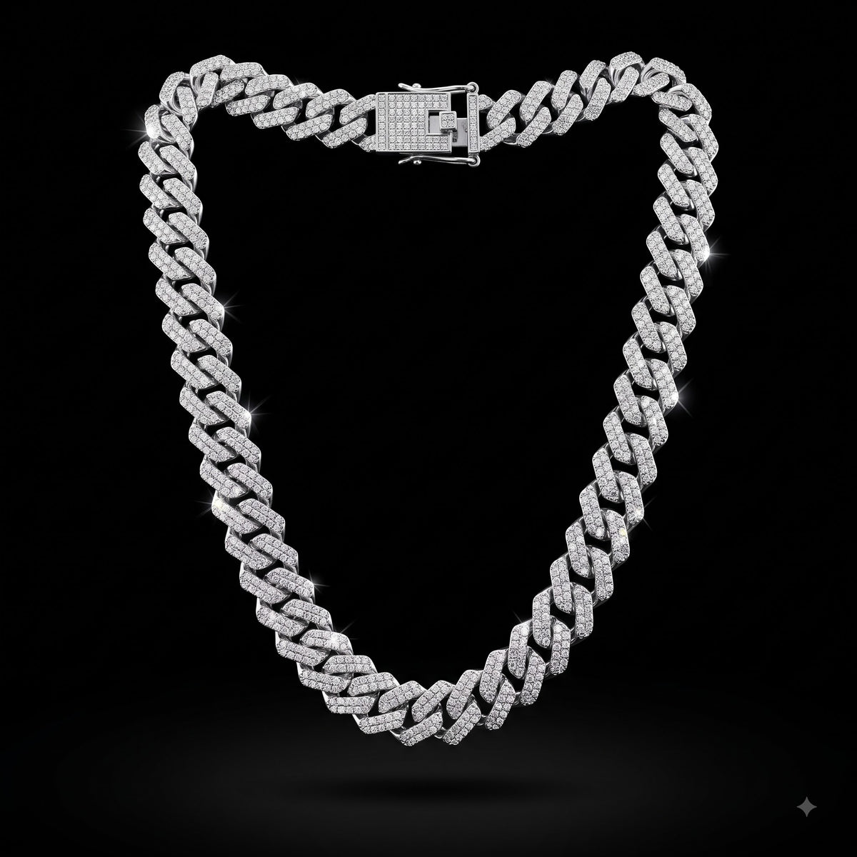 Iced Stone-Studded  Cuban Link Chain for Men | Length 19.6 Inch | Width 13 mm | Weight 73 Gram