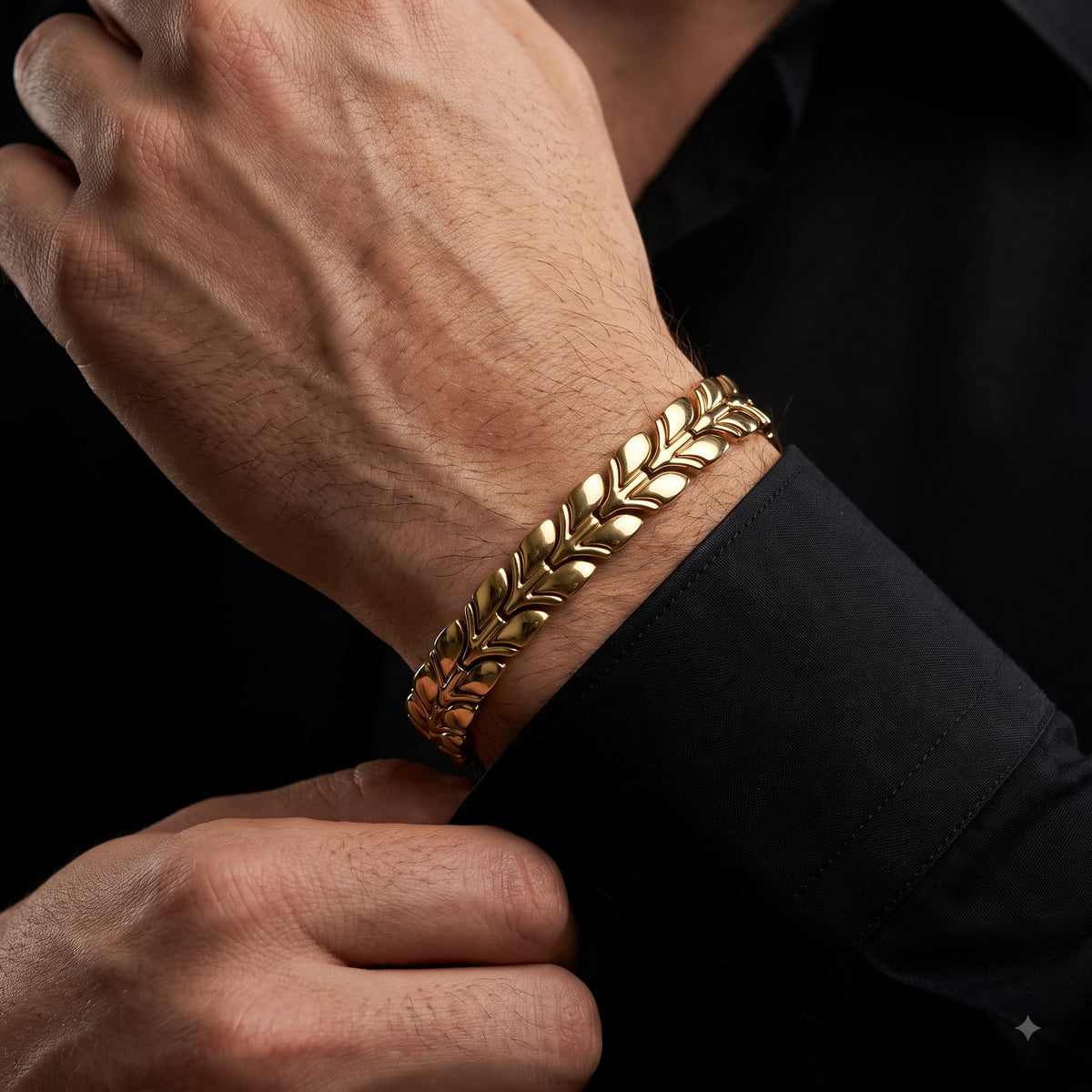 Laurel Leaf Wheat Chain Bracelet for men | Length 8.4 inches | Width 12 mm | Weight 40 gram