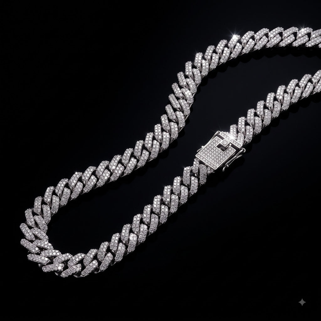 Iced Stone-Studded  Cuban Link Chain for Men | Length 19.6 Inch | Width 13 mm | Weight 73 Gram
