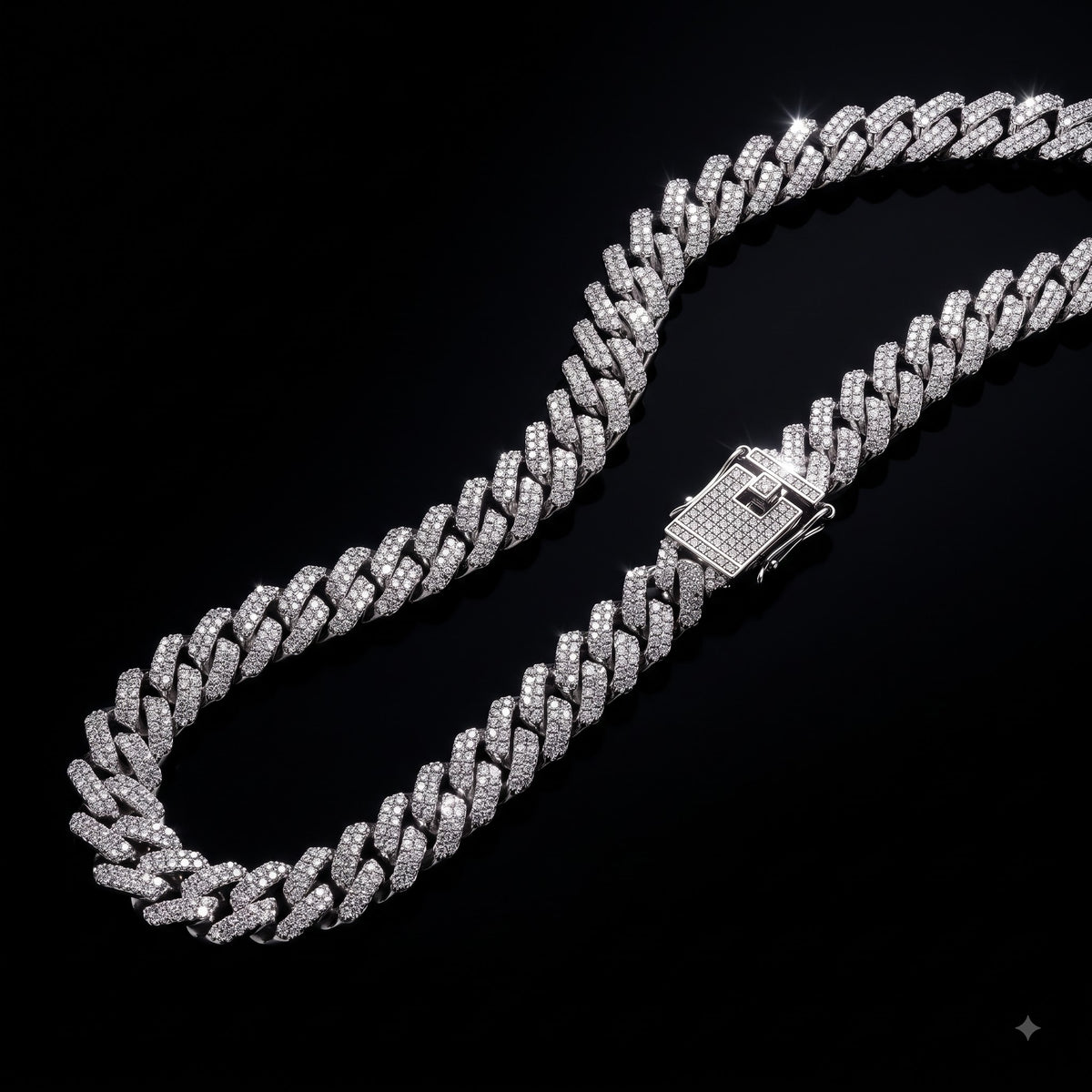 Iced Stone-Studded  Cuban Link Chain for Men | Length 19.6 Inch | Width 13 mm | Weight 73 Gram