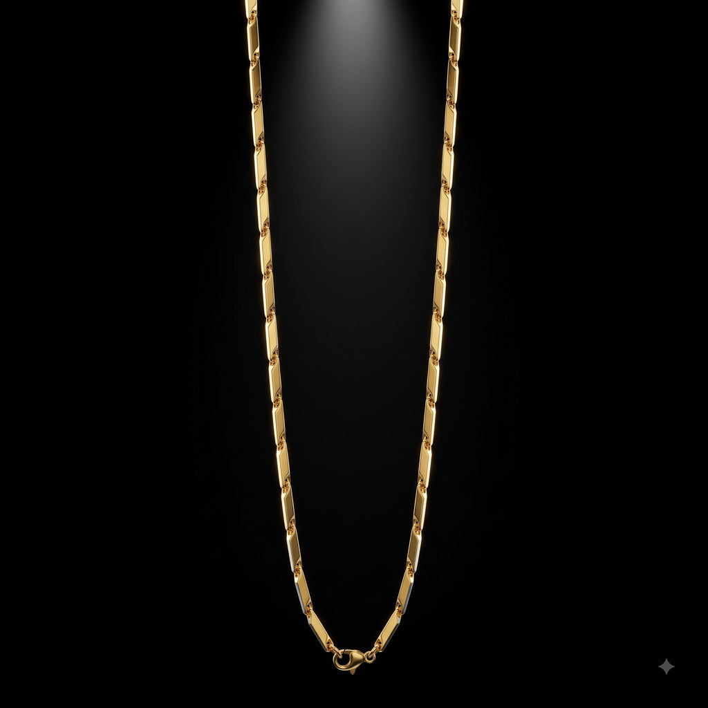 Bar Link Chain for Men | Elegant Rectangular Link Necklace