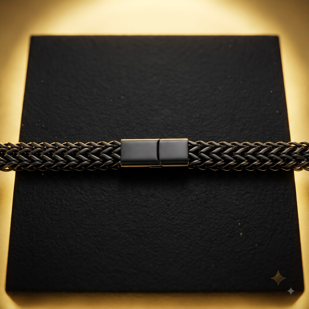 Dual Link Gold Plated Bracelet with Magnetic Lock  | Length: 8.5 Inch | Width 7 mm | Weight 25 Gram