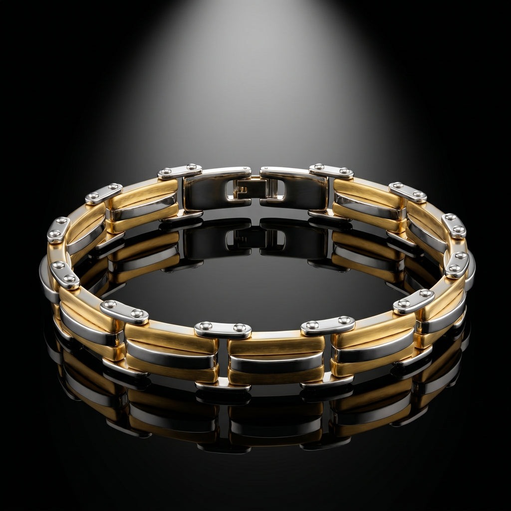 Premium Two-Tone Stainless Steel Bracelet for Men,  Length 8.5 inch | Width 12 mm