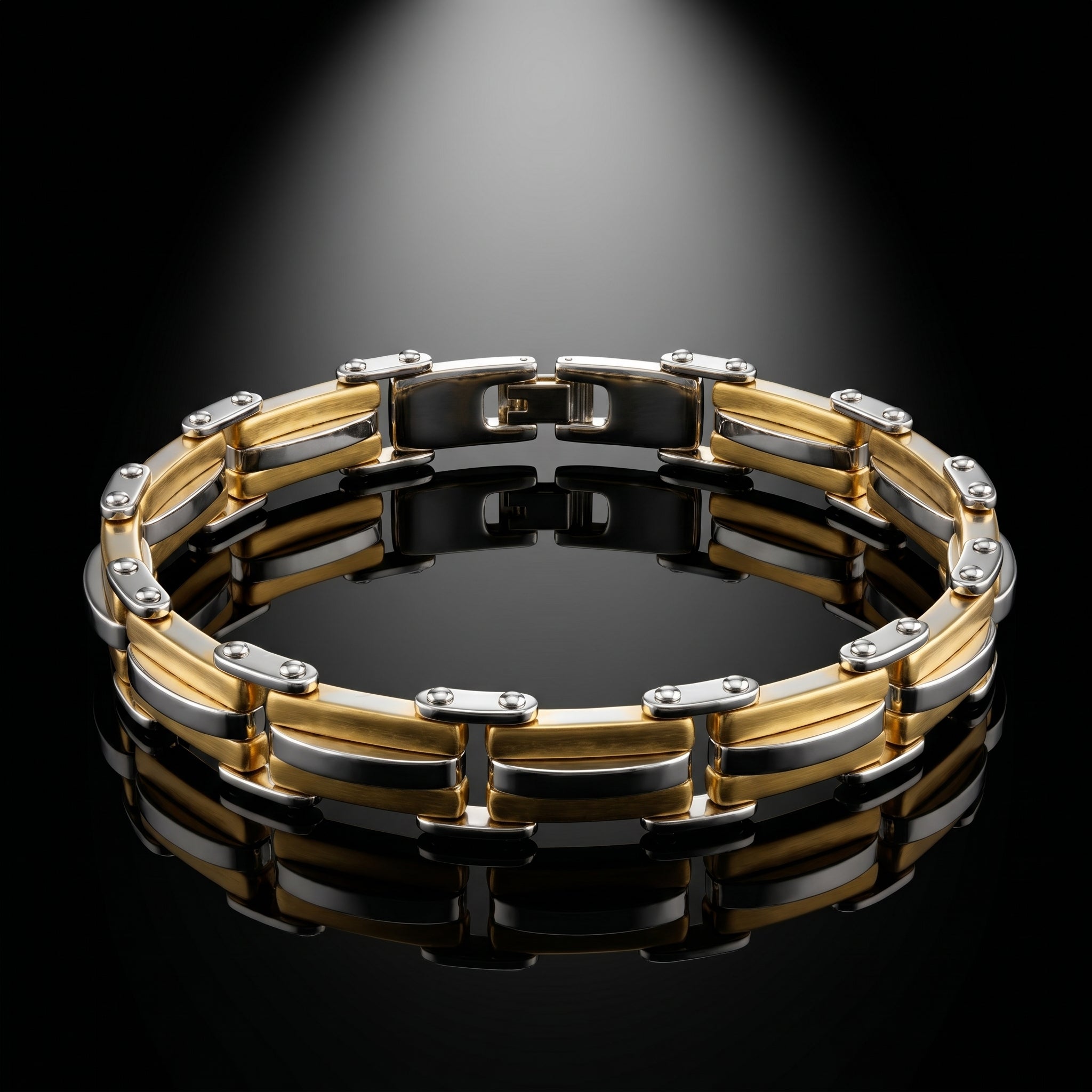 Premium Two-Tone Stainless Steel Bracelet for Men,  Length 8.5 inch | Width 12 mm