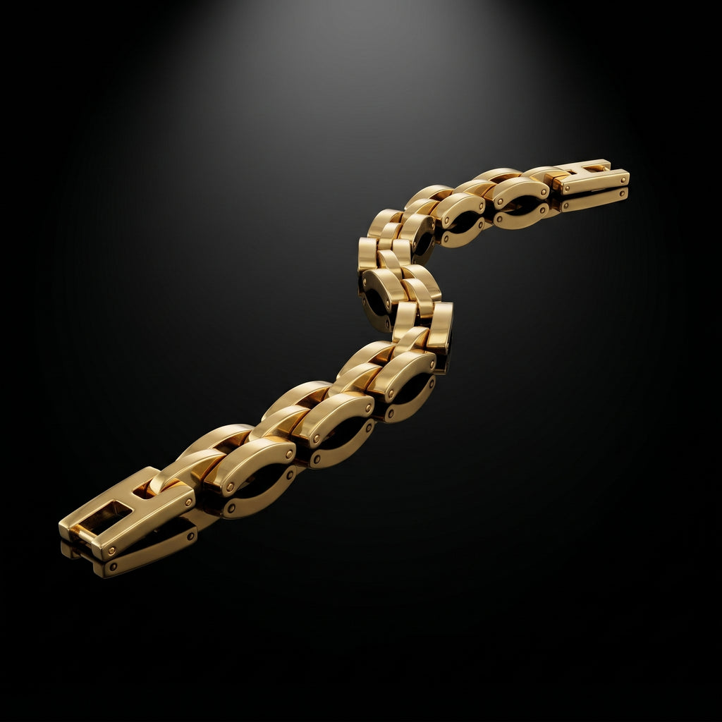 Royal Gold Link Bracelet for Men, Length 7.5 inch | Width 7mm