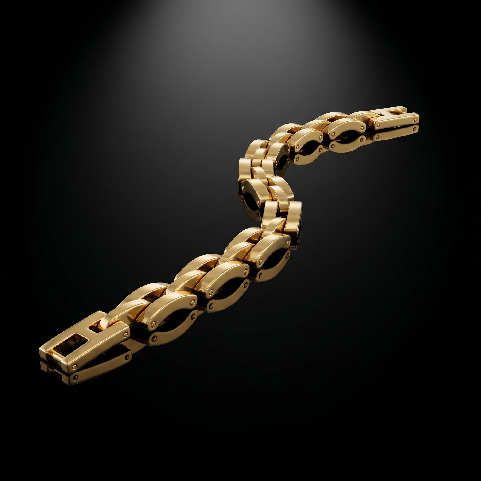 Royal Gold Link Bracelet for Men, Length 7.5 inch | Width 7mm