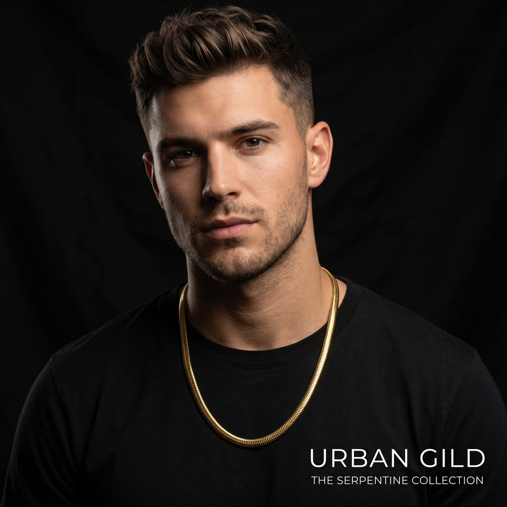 Aurev™ Premium Golden Snake Chain for Men | Sleek Luxury Design | Everyday & Party Wear