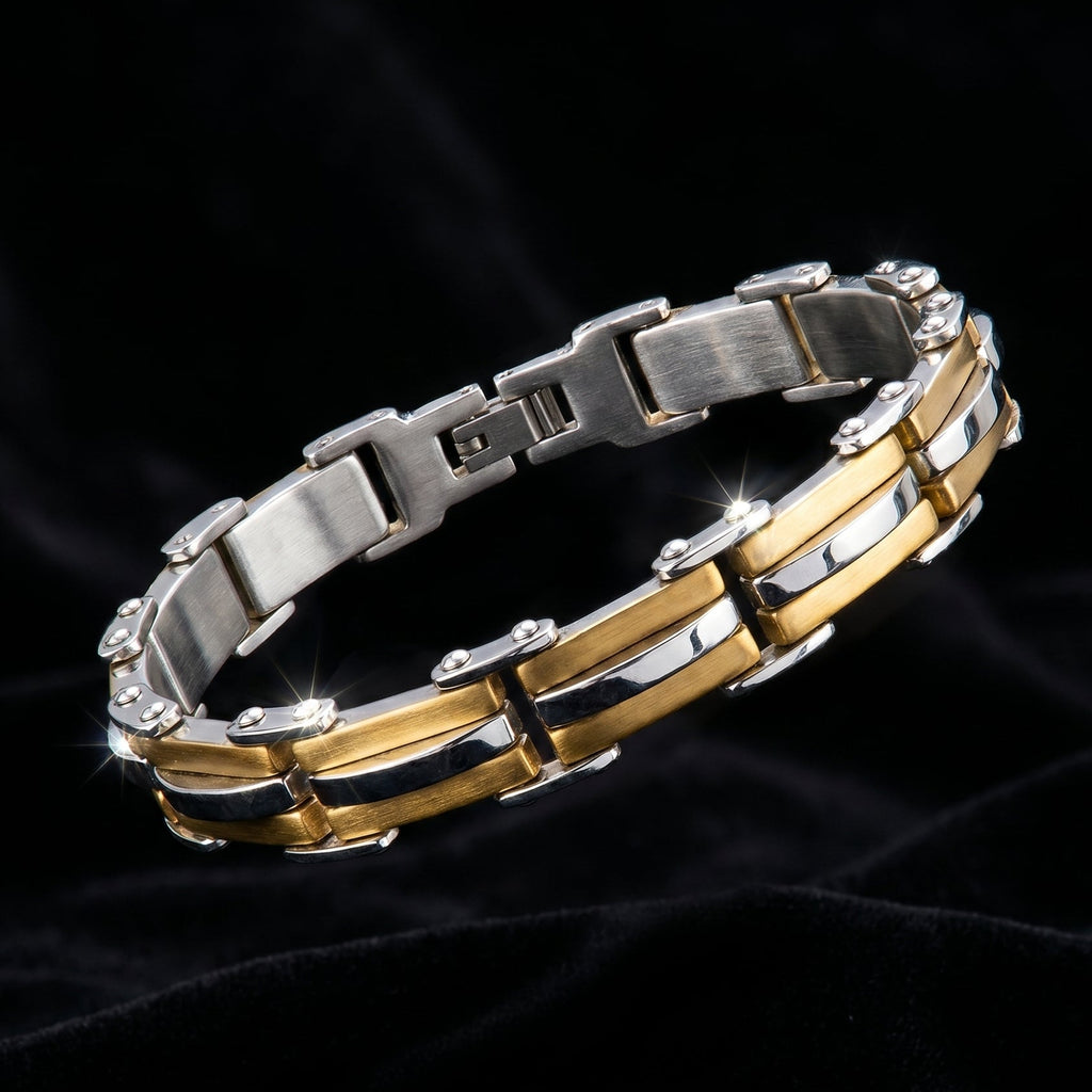 Premium Two-Tone Stainless Steel Bracelet for Men,  Length 8.5 inch | Width 12 mm