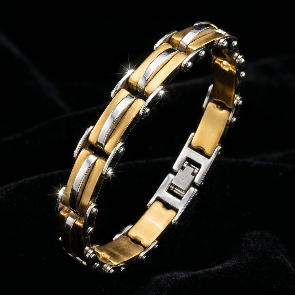 Premium Two-Tone Stainless Steel Bracelet for Men,  Length 8.5 inch | Width 12 mm