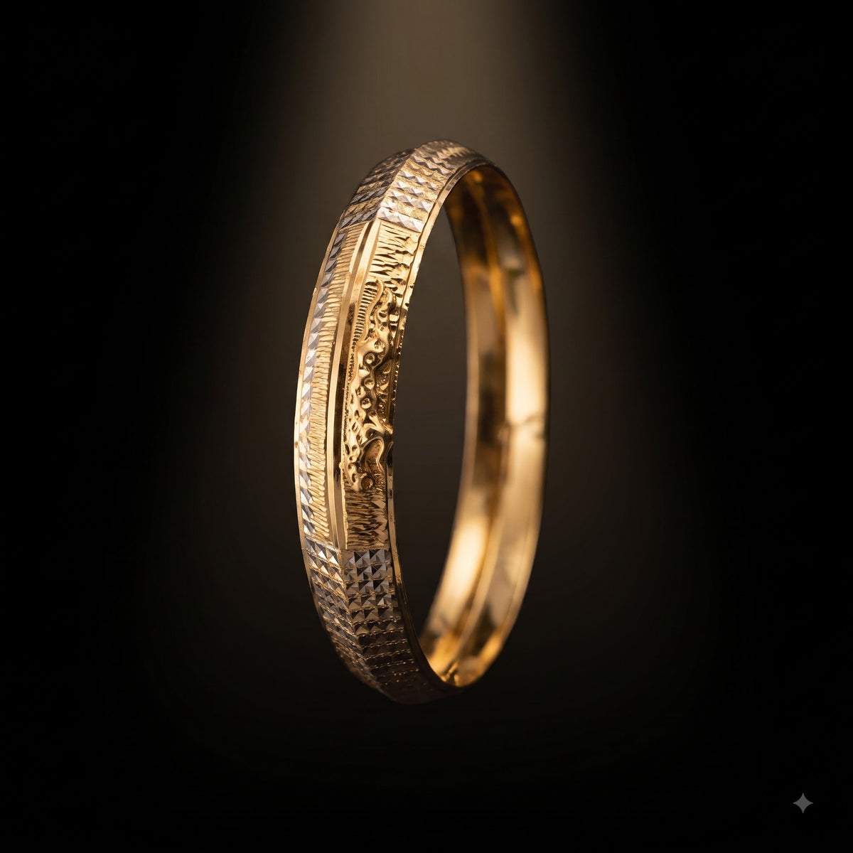 Jaguar Royal Texture Kada | IGB Coating on a Brass base looks 24k Gold