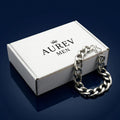 Aurev MEN Stainless Steel Silver Chain Bracelet for Men | 14mm Width | 21.5cm Length | Premium Cuban Link Design