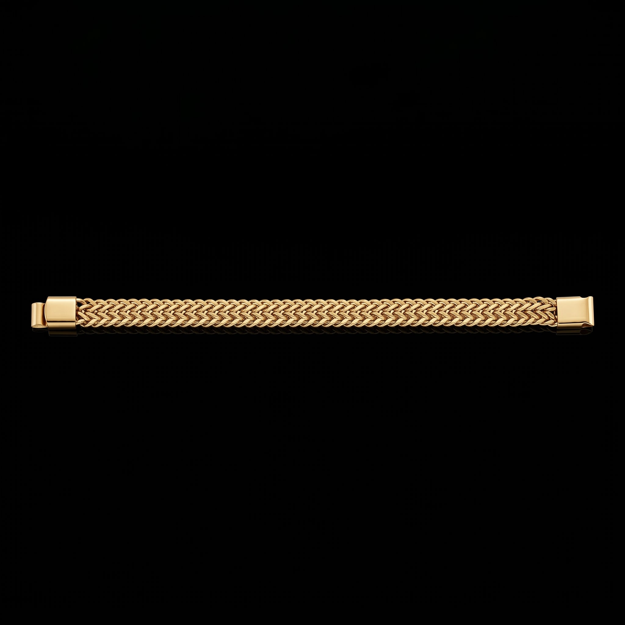 Aurev MEN Gold Plated Stainless Steel Dual Link Chain Bracelet with Magnetic Lock  | Length: 8.5 Inch, Width: 9 mm