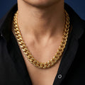 Aurev MEN Brass gold cuban necklace for men, 22 inch length & 8 mm width