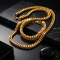 Cuban Link Chain and Weave Gold-Tone Bracelet combo