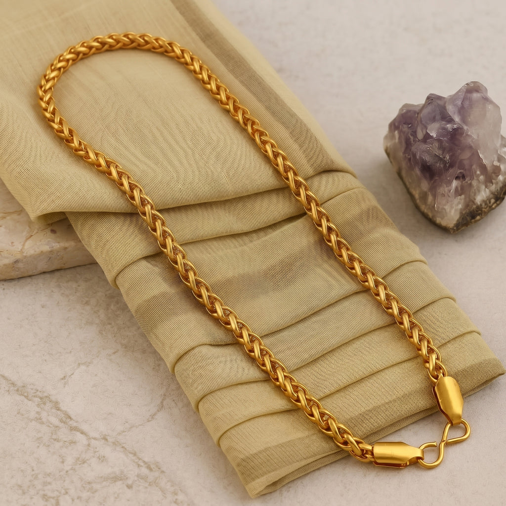 Premium Gold Braided Chain for Men – 22 inch Length and 5 mm width